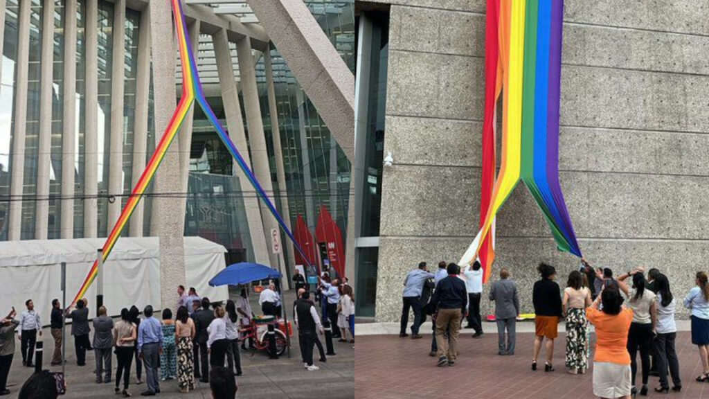 CNDH lamentó que trabajadores rompieran bandera del orgullo LGBTTTIQ+ en el edificio del INFONAVIT